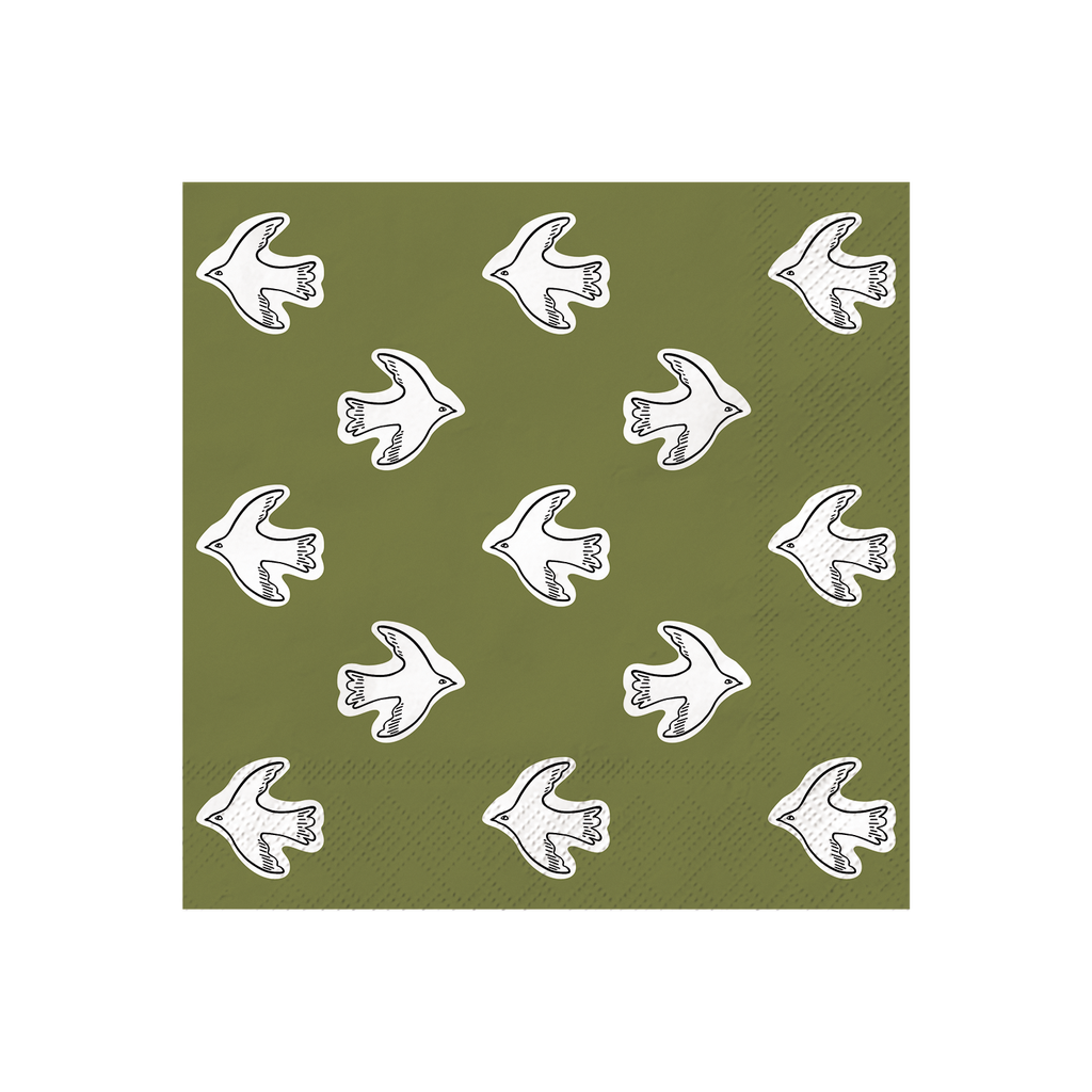 SERVIETTE PAPIER - OISEAUX KAKI