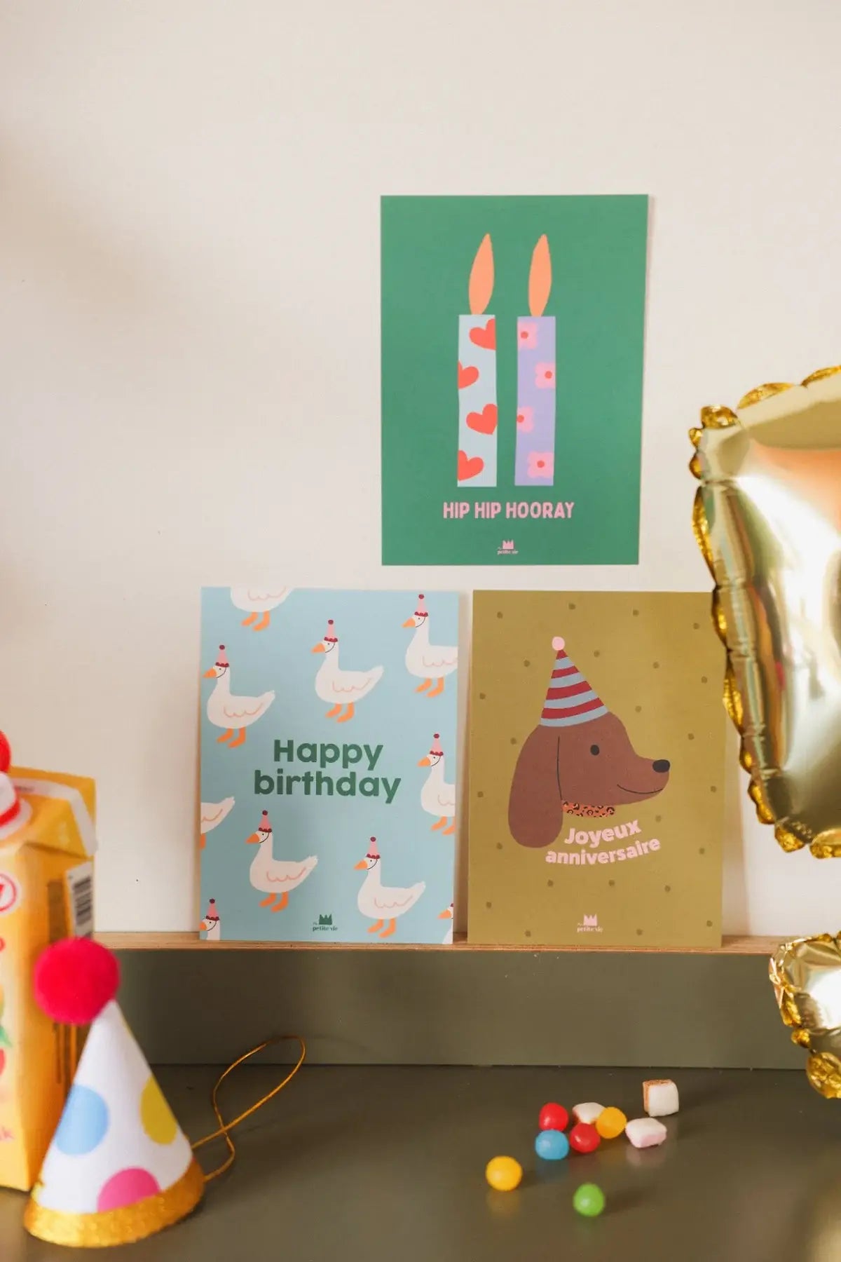 Carte "Anniversaire" - Happy birthday oies (avec enveloppe)