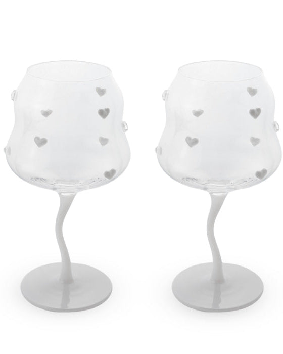 LOT DE 2 VERRES A COCKTAIL COEURS - BLANC
