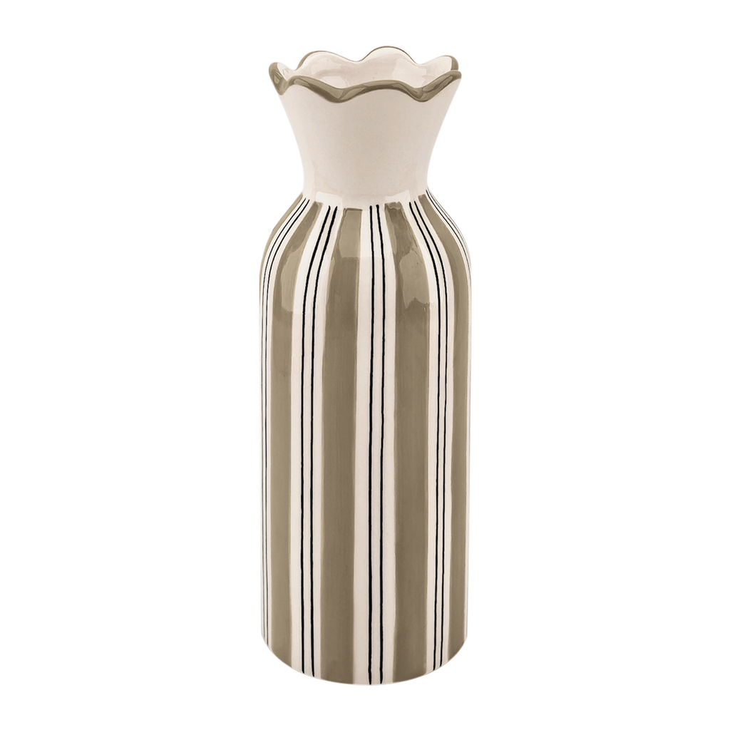 VASE COLLERETTE RAYURES - BEIGE
