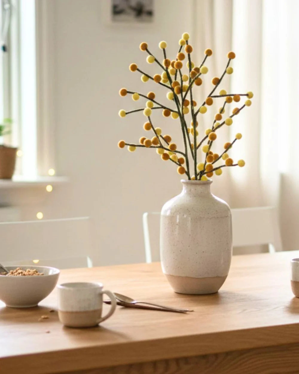 BRANCHE DE BAIES JAUNE ET ORANGE - FEUTRINE
