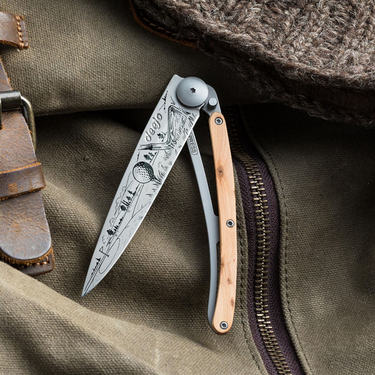 COUTEAU DE POCHE 37GR DEEJO GENEVRIER - GOLF