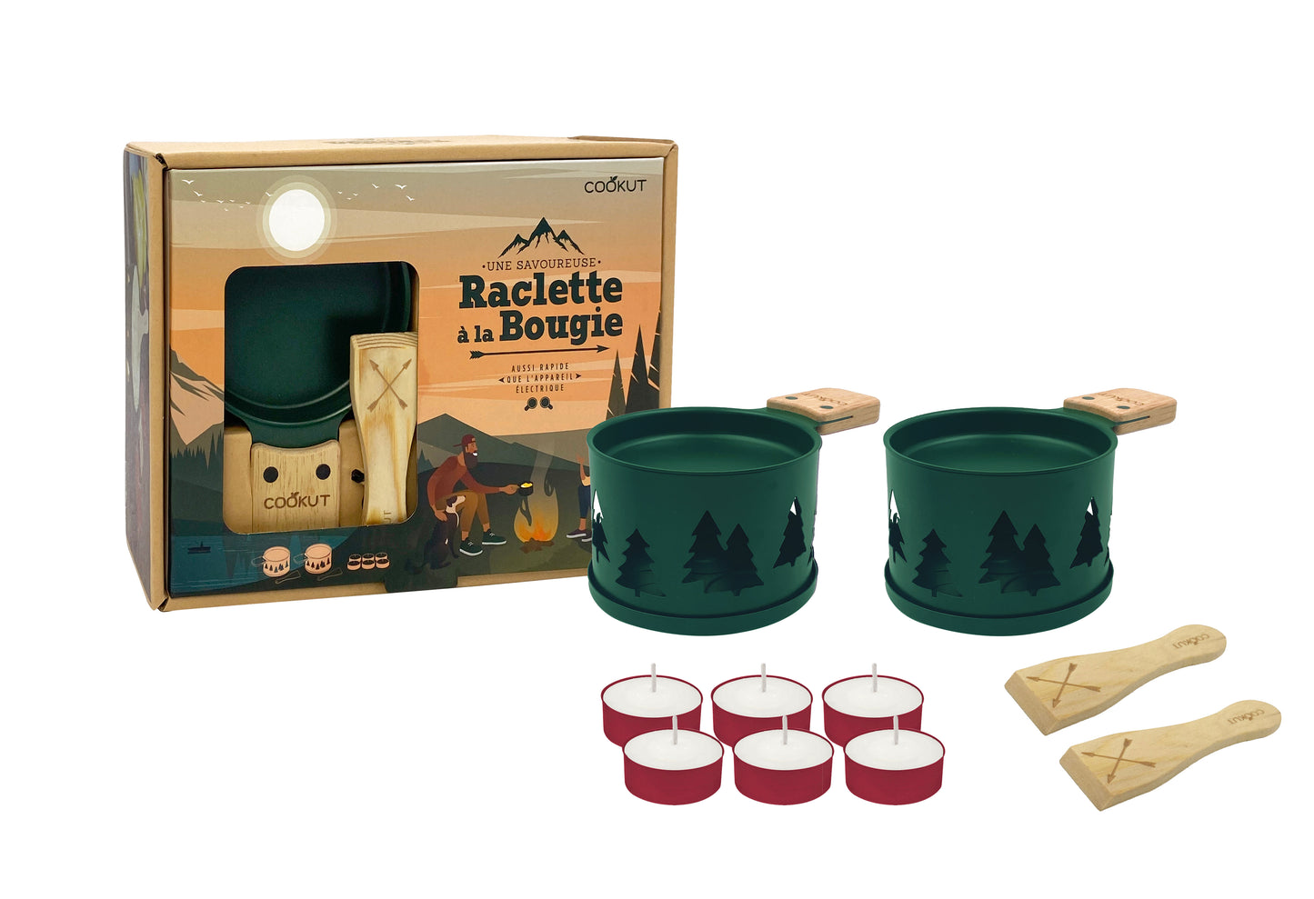 RACLETTE A LA BOUGIE POUR 2 - VERT SAPIN