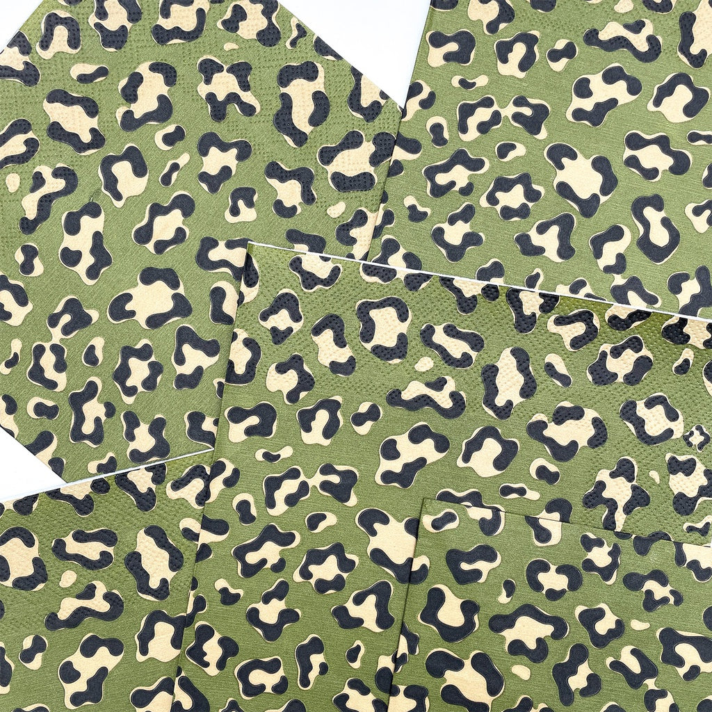 SERVIETTE PAPIER - LEOPARD KAKI