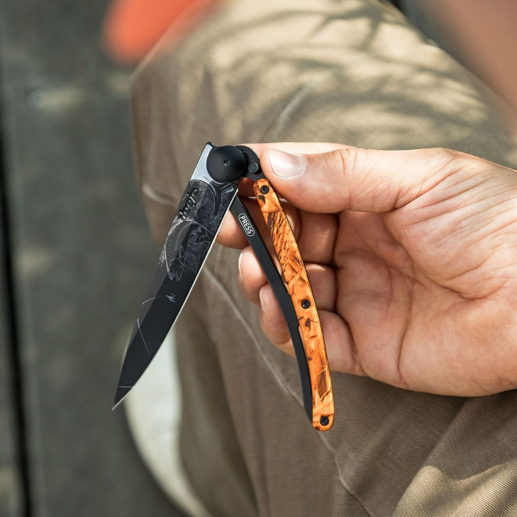 Couteau Deejo - Camo Orange /  truite