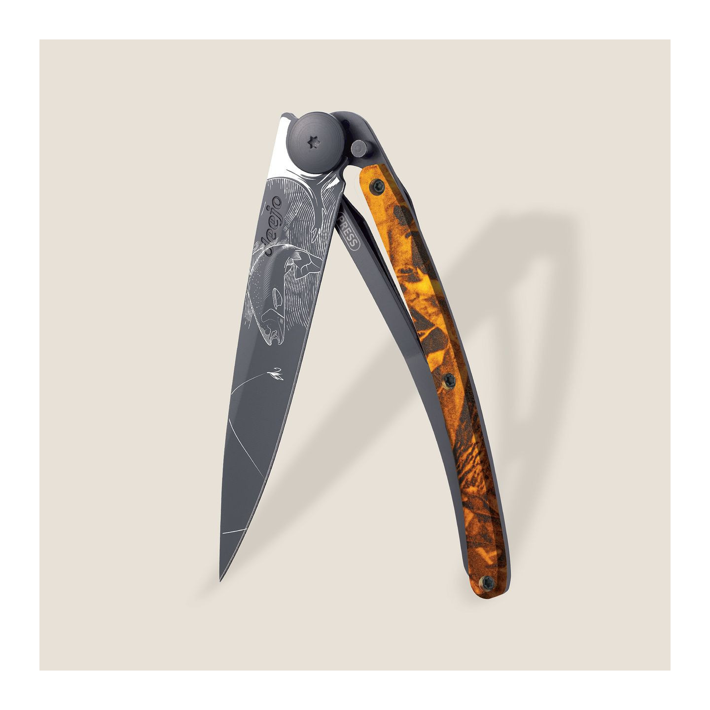 Couteau Deejo - Camo Orange /  truite