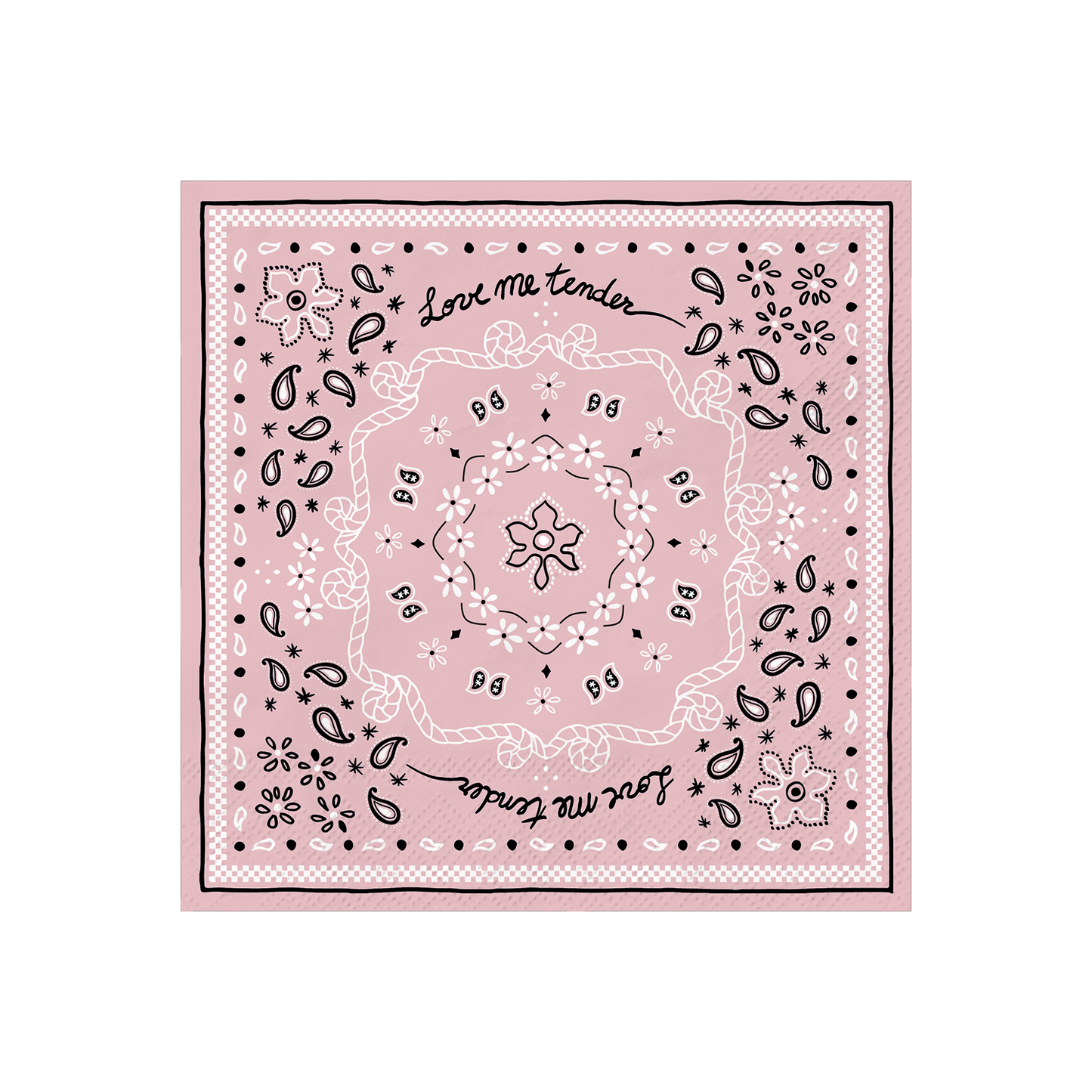 SERVIETTES PAPIER BANDANA - ROSE CLAIR