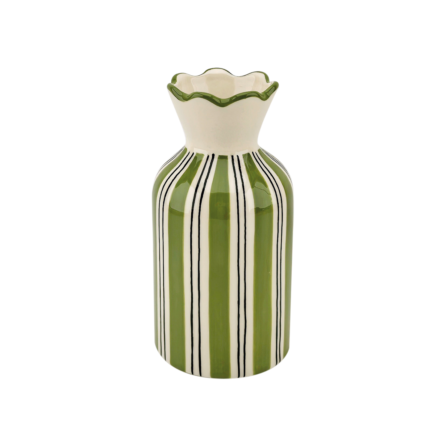 VASE COLLERETTE RAYURES - KAKI