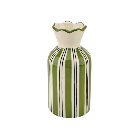 VASE COLLERETTE RAYURES - KAKI