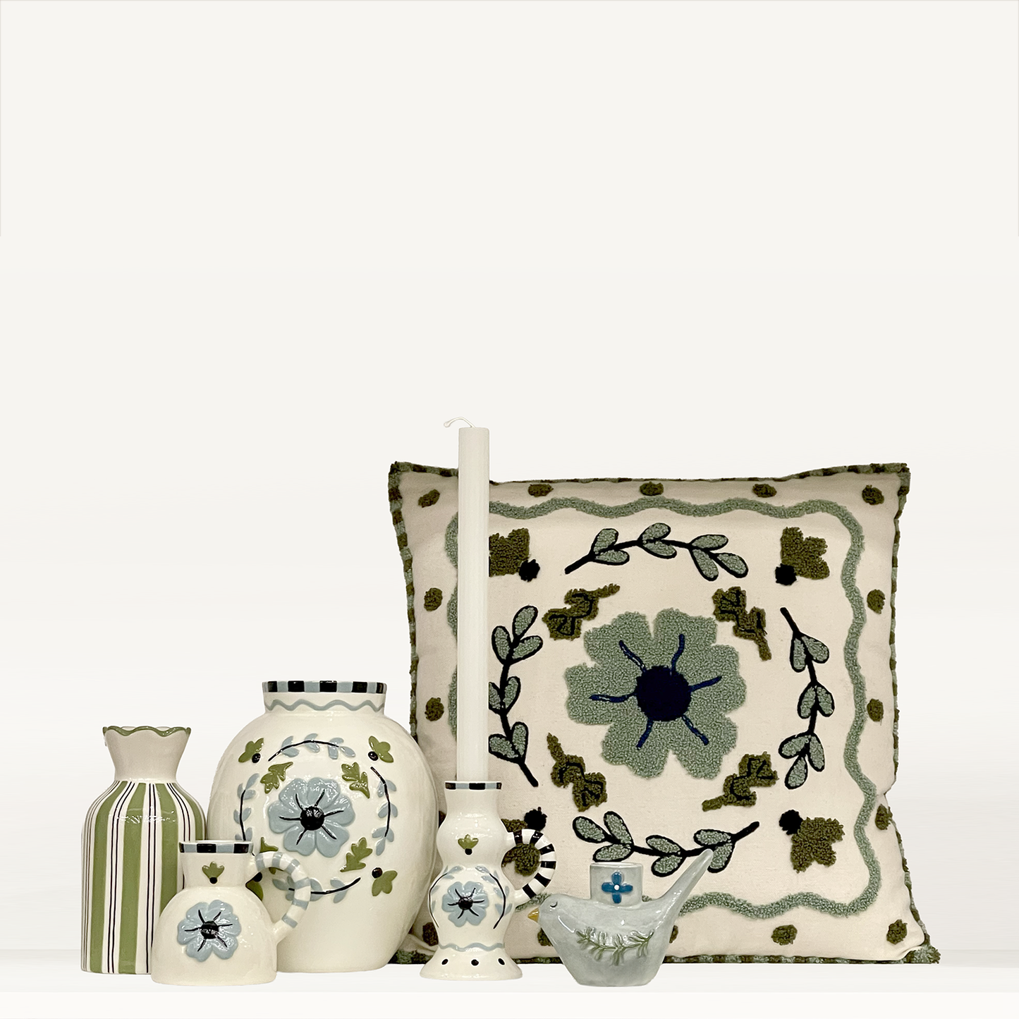 VASE COLLERETTE RAYURES - KAKI
