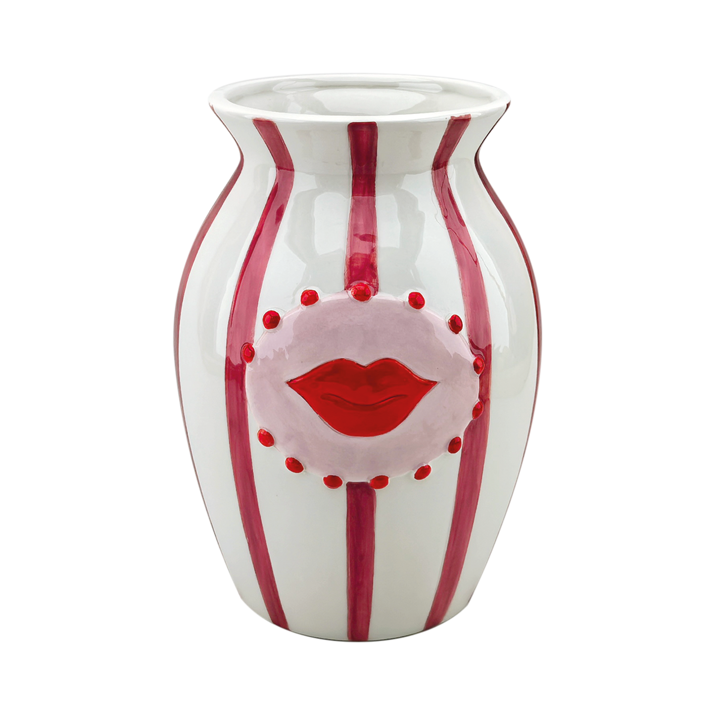 VASE BOUCHE RAYEE - ROUGE