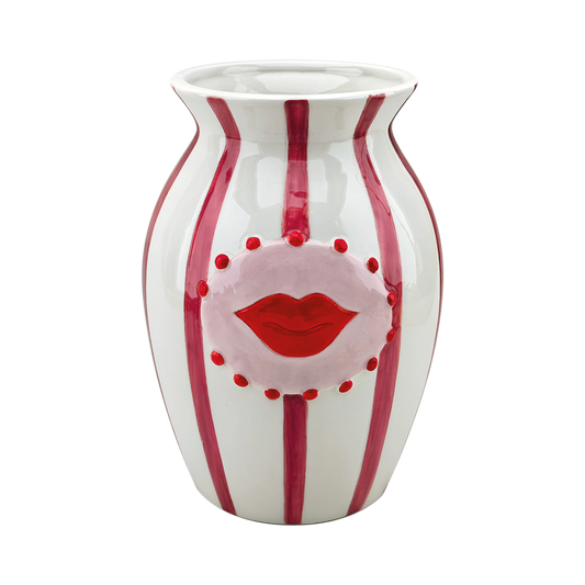 VASE BOUCHE RAYEE - ROUGE
