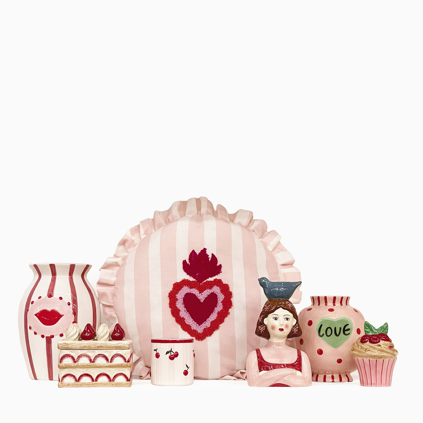 VASE BOUCHE RAYEE - ROUGE