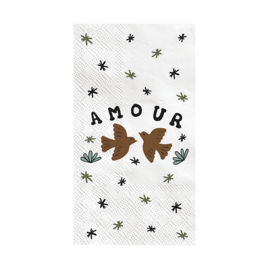 SERVIETTE PAPIER - AMOUR OISEAUX