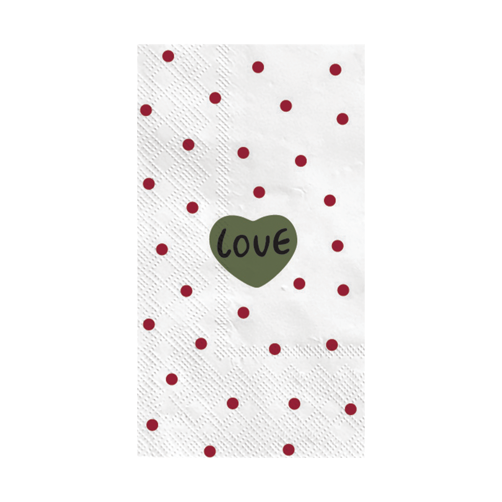 SERVIETTE PAPIER - COEUR LOVE KAKI