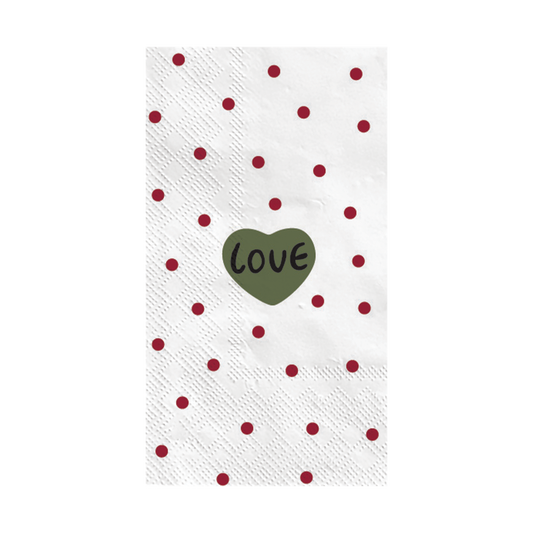 SERVIETTE PAPIER - COEUR LOVE KAKI