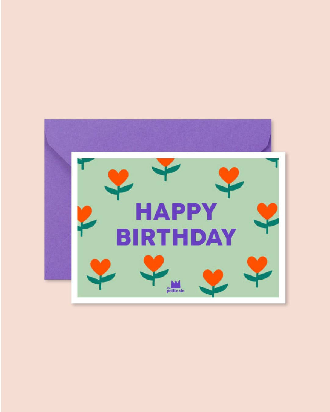 Carte "Anniversaire" : Happy birthday petits coeurs (avec enveloppe)