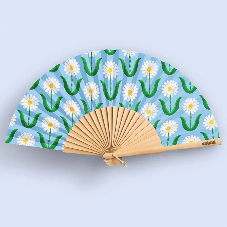 EVENTAIL BOIS/TOILE - FLEURS DAISY