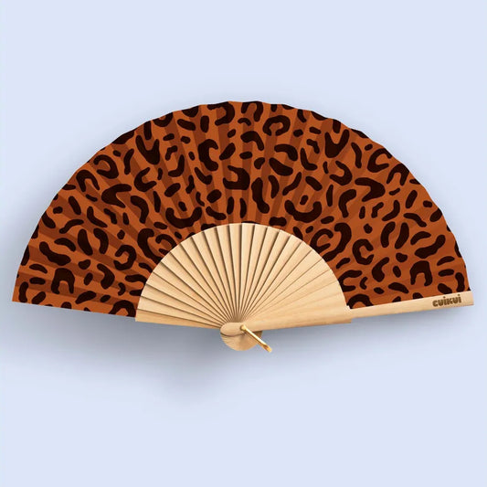 EVENTAIL BOIS/TOILE - DARK LEOPARD