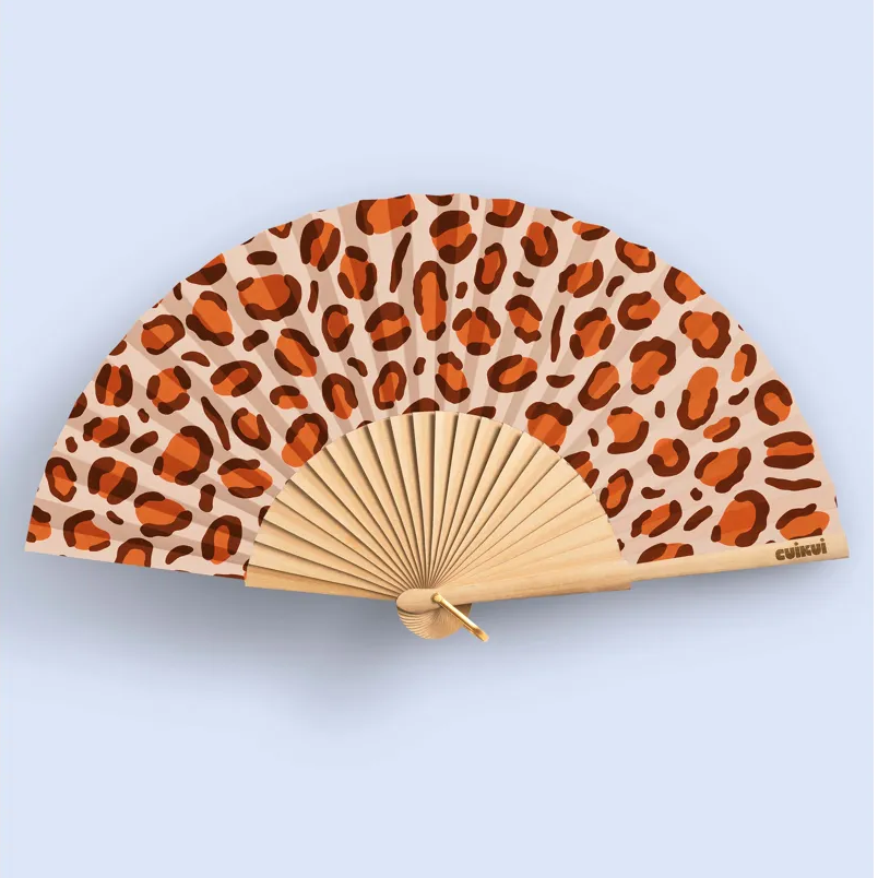 EVENTAIL BOIS/TOILE - LEOPARD CLAIR