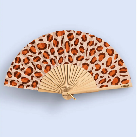 EVENTAIL BOIS/TOILE - LEOPARD CLAIR