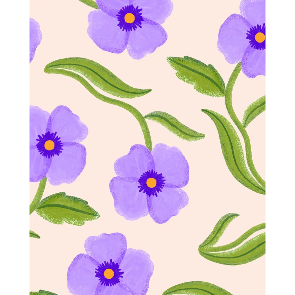 EVENTAIL BOIS/TOILE - FLEURS PANSY
