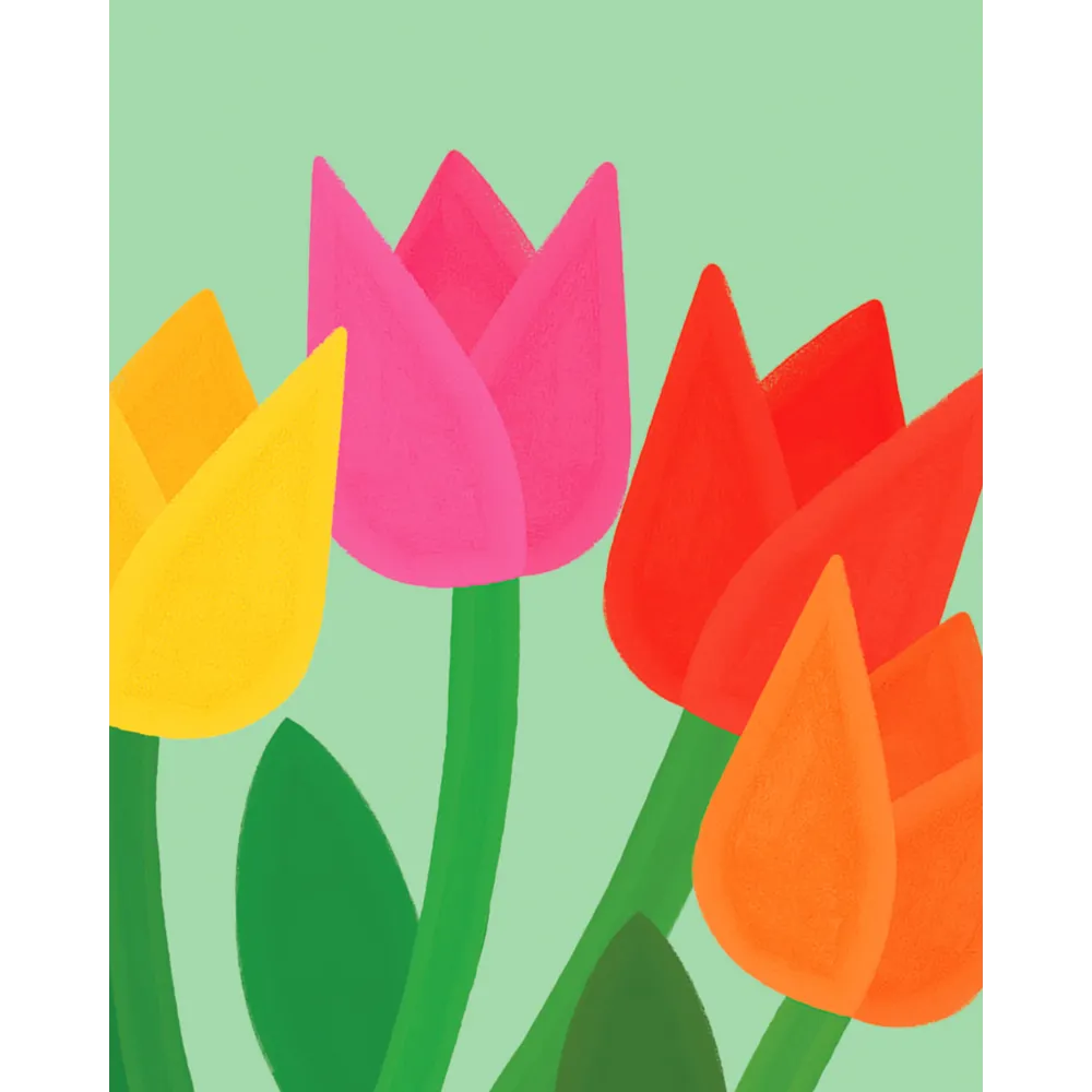 EVENTAIL BOIS/TOILE - TULIPES