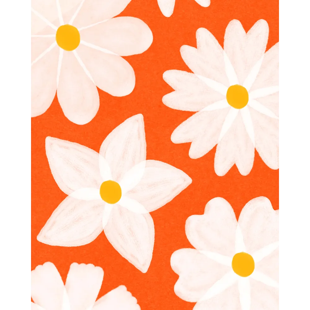EVENTAIL BOIS/TOILE - FLEURS BLANCHES