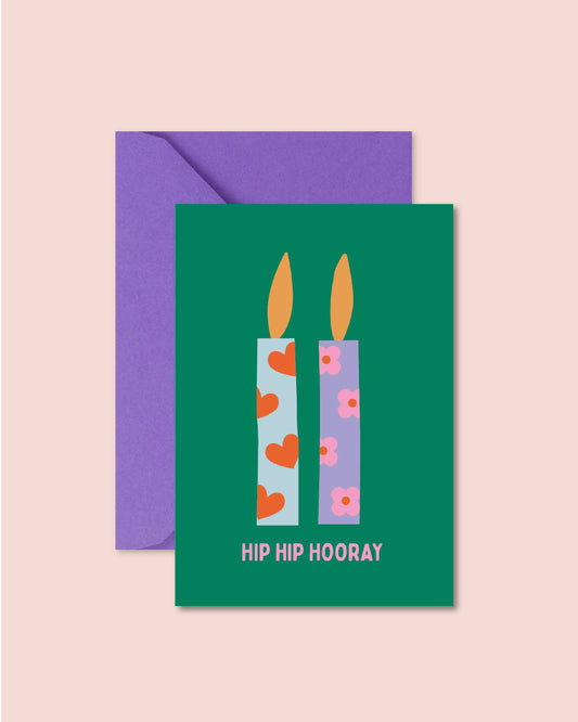 Carte "Anniversaire" - Hip Hip Hooray  (avec enveloppe)