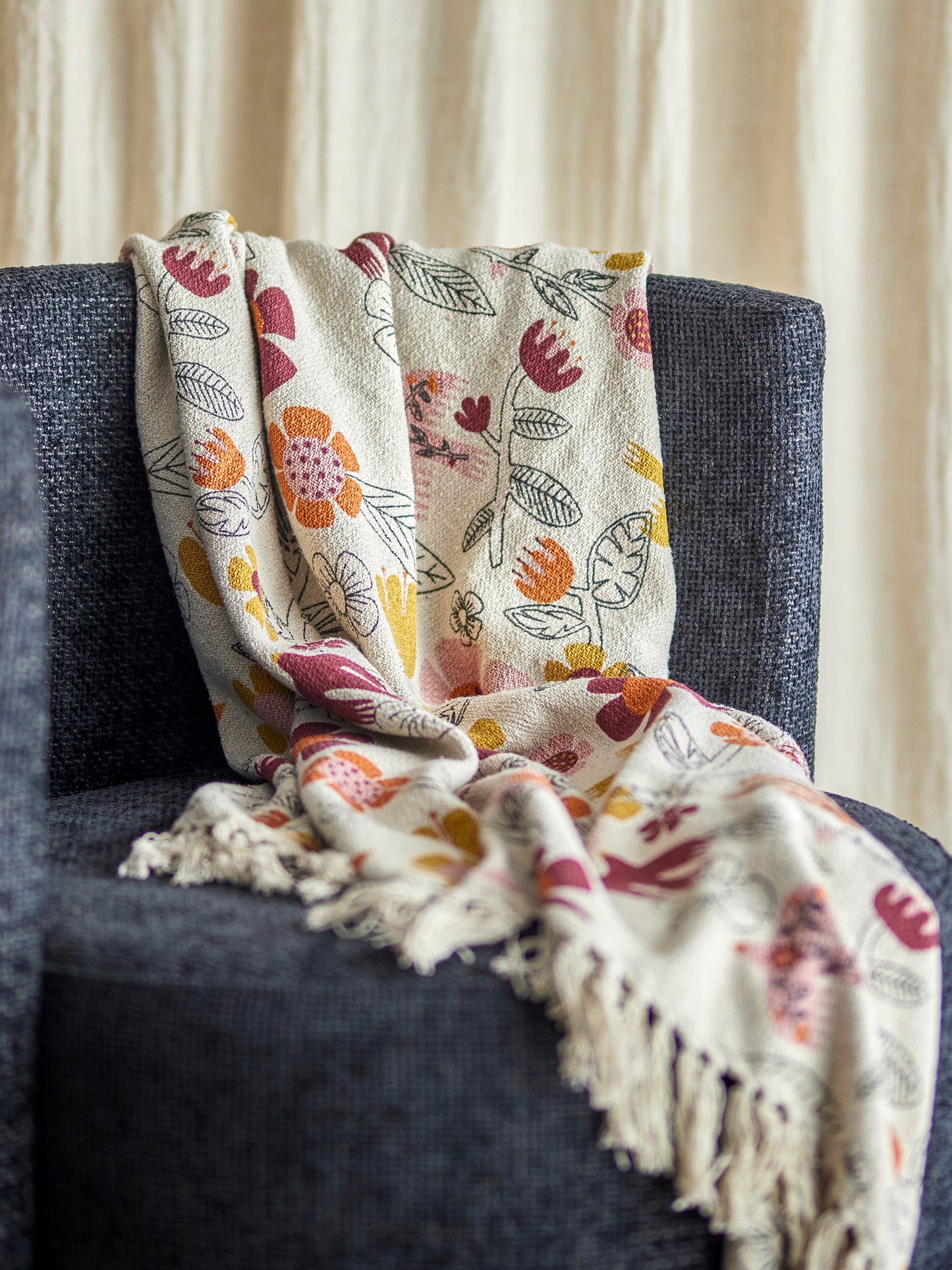 PLAID VIVIELLE COTON RECYCLE - MULTICOLORE