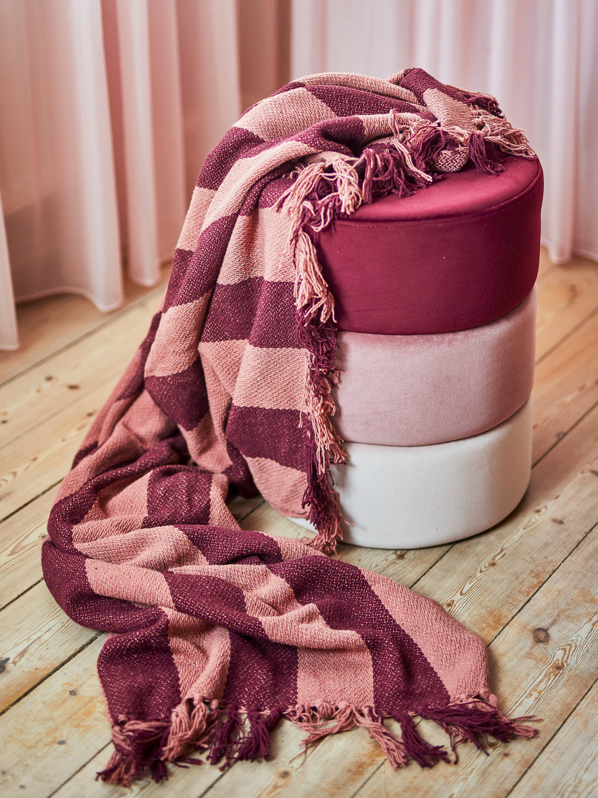 PLAID FRELLO FIBRES MELANGÉES - ROUGE