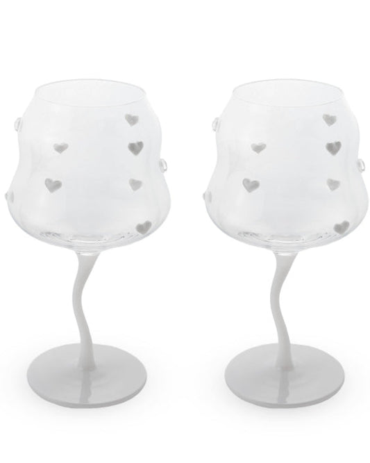 LOT DE 2 VERRES A COCKTAIL COEURS - BLANC
