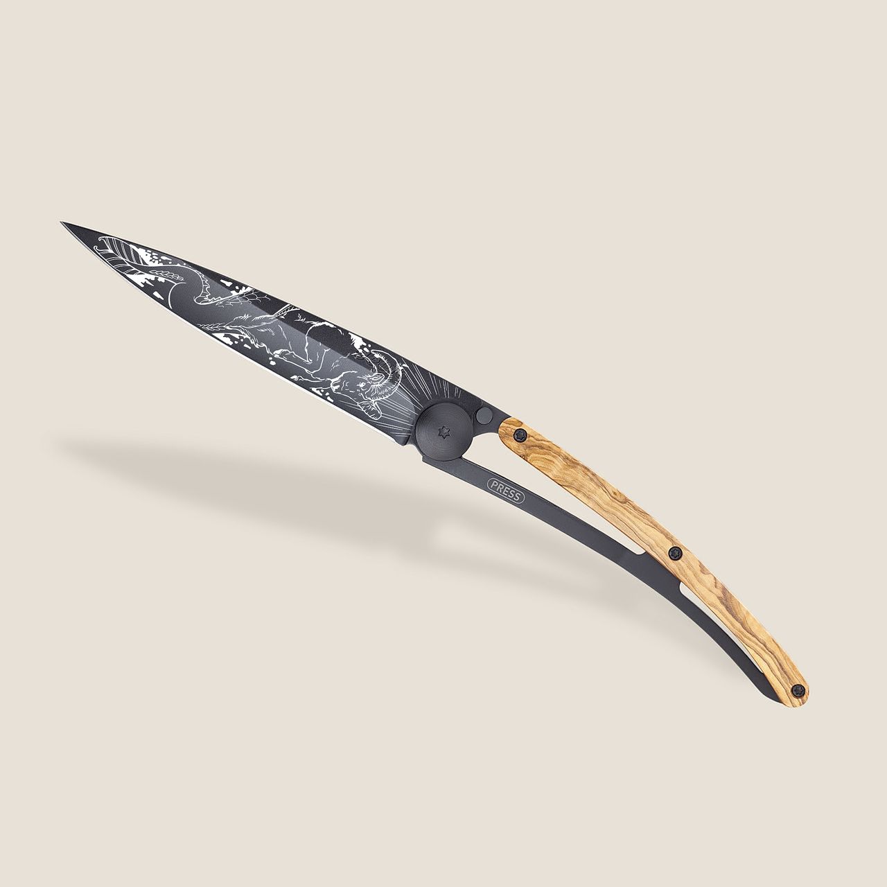 COUTEAU DE POCHE 37GR DEEJO OLIVIER - CAPRICORNE