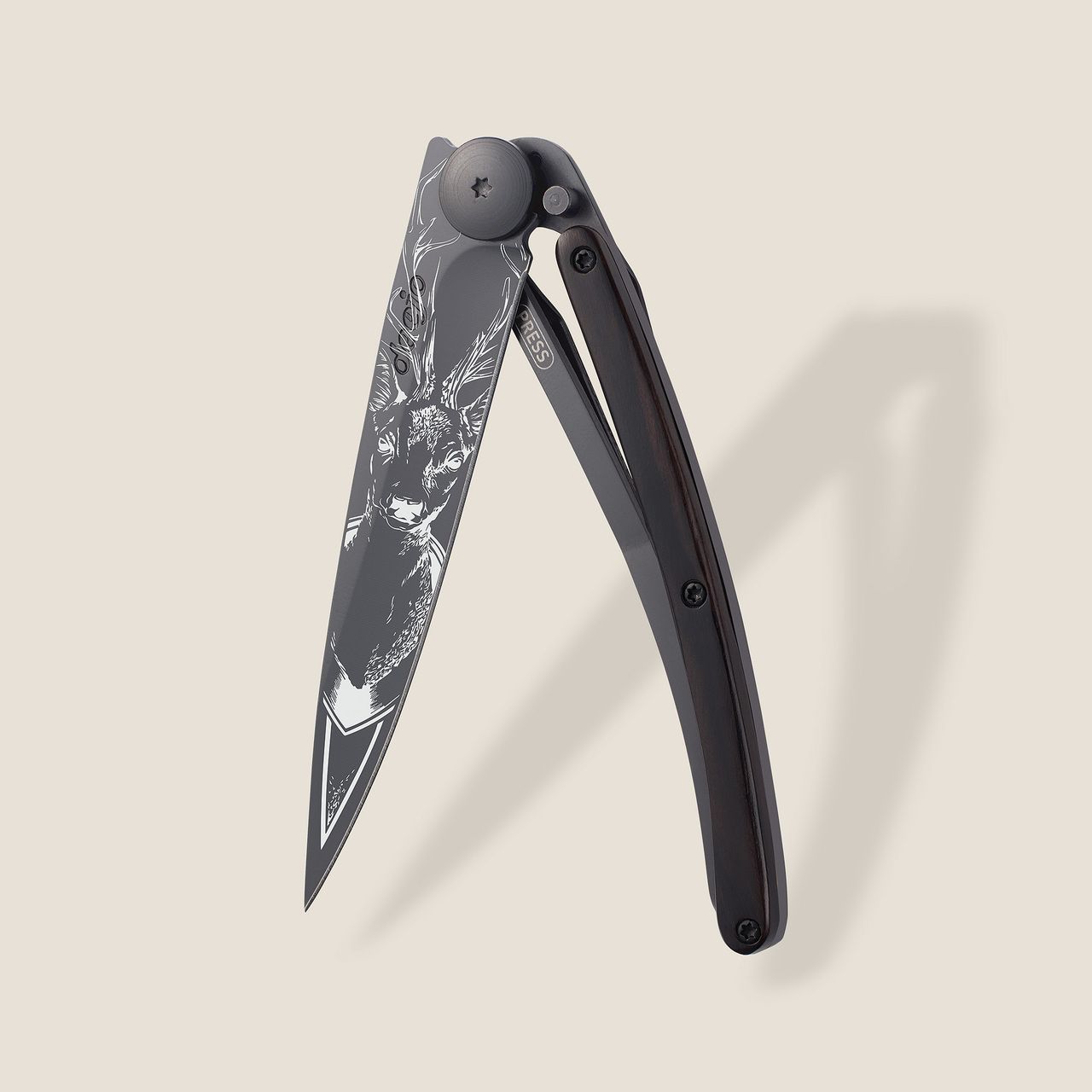 COUTEAU DE POCHE 37GR DEEJO EBENE - CERF