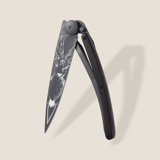 COUTEAU DE POCHE 37GR DEEJO EBENE - CERF