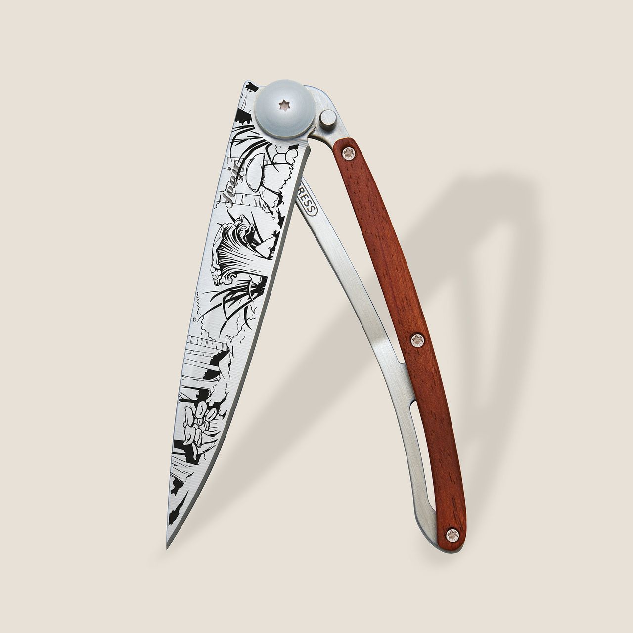 COUTEAU DE POCHE 37GR DEEJO BOIS CORAIL - CHAMPIGNON