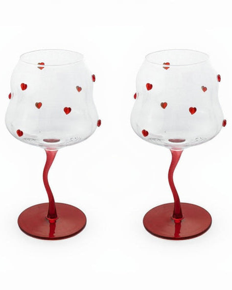 LOT DE 2 VERRES A COCKTAIL COEURS - ROUGE