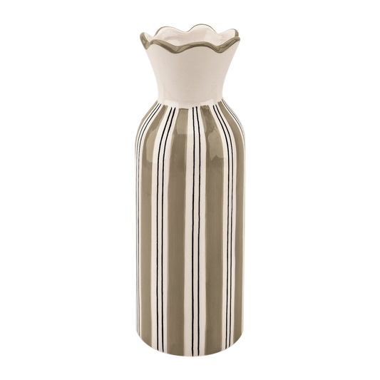 VASE COLLERETTE RAYURES - BEIGE