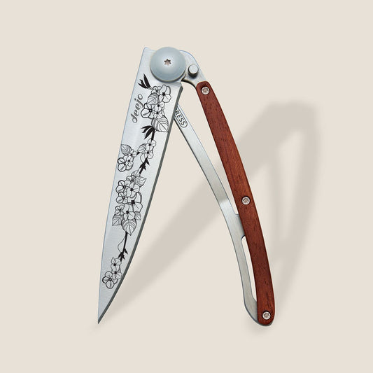 COUTEAU DE POCHE 37GR DEEJO BOIS CORAIL - CERISIER