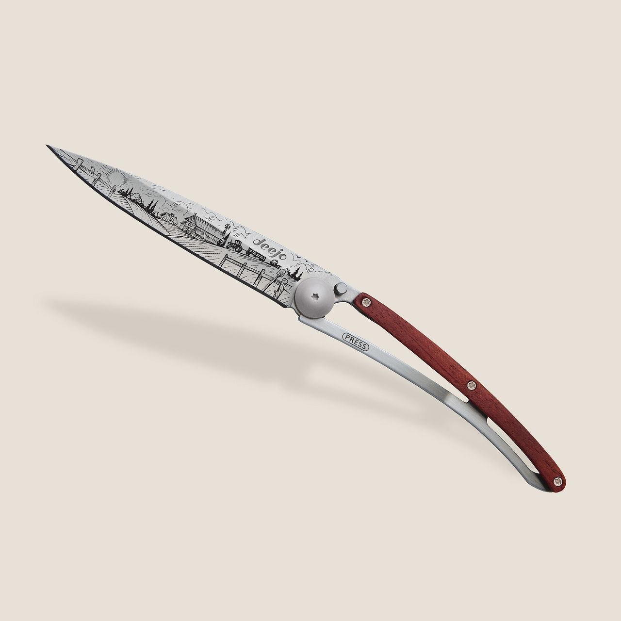 COUTEAU DE POCHE 37GR DEEJO BOIS CORAIL - A LA FERME