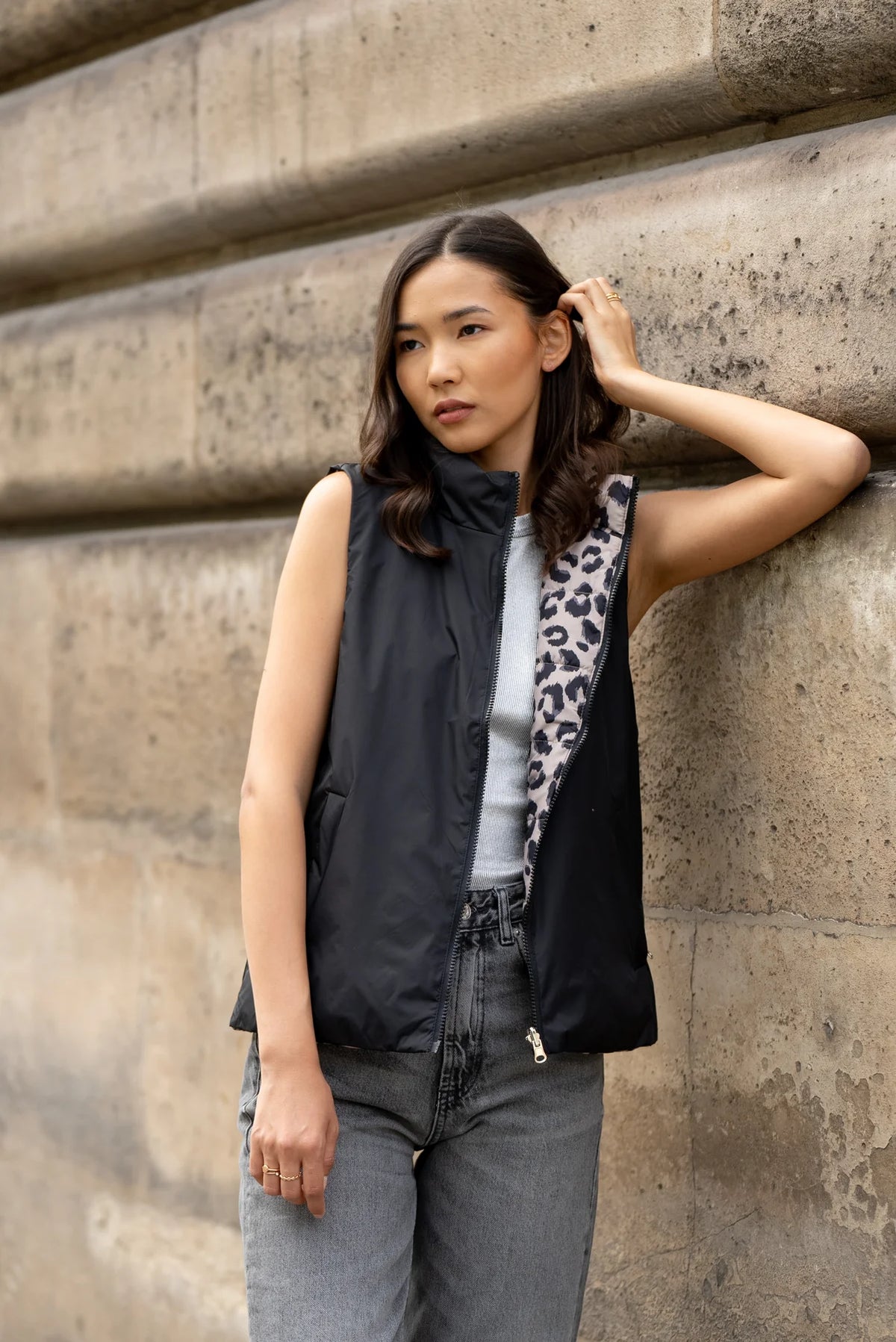 IMPERMEABLE SANS MANCHE REVERSIBLE LEO - NOIR
