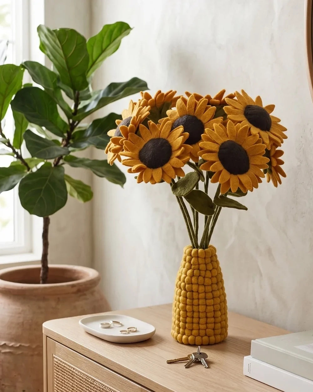 BRANCHE  DE TOURNESOL - LAINE FEUTREE