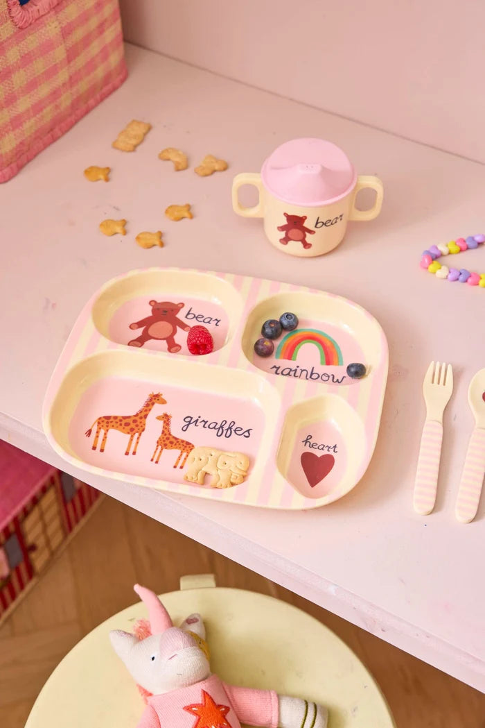 ASSIETTE 4 COMPARTIMENTS - ABC ROSE