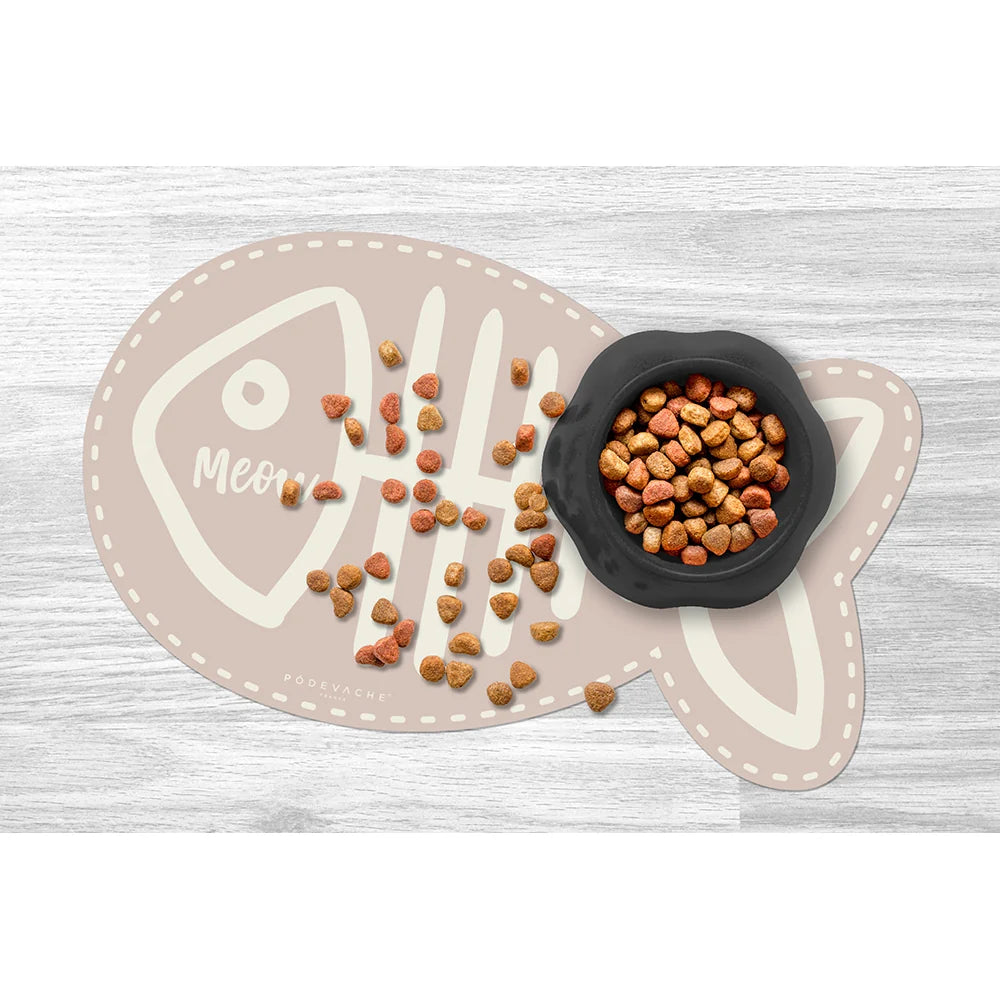 TAPIS POUR GAMELLES MEOW - POISSON BEIGE