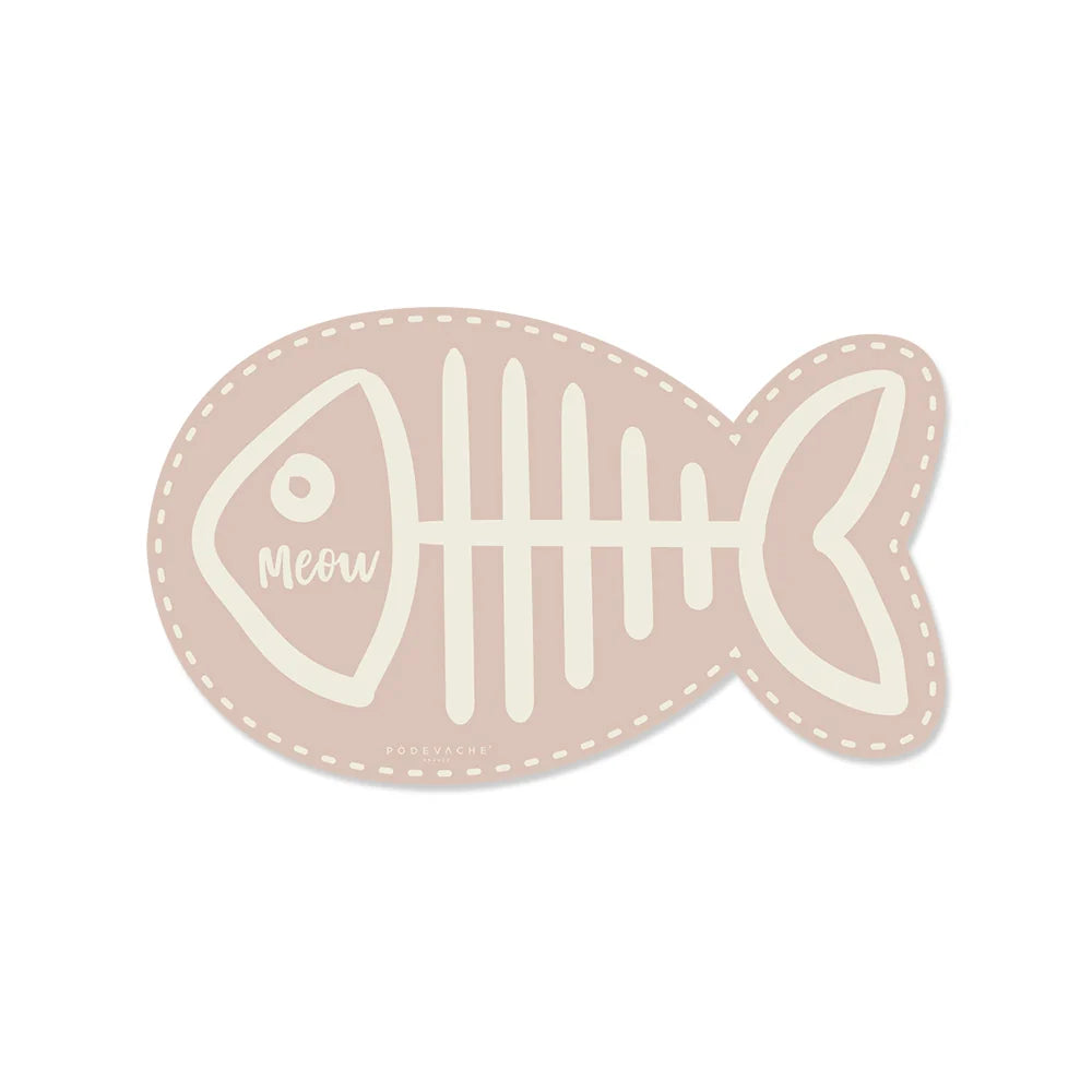 TAPIS POUR GAMELLES MEOW - POISSON BEIGE