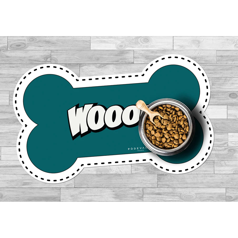 TAPIS POUR GAMELLES WOOF - BLEU CANARD
