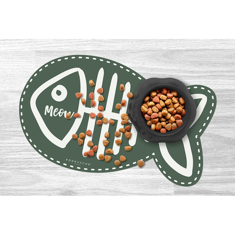 TAPIS POUR GAMELLES MEOW - POISSON VERT