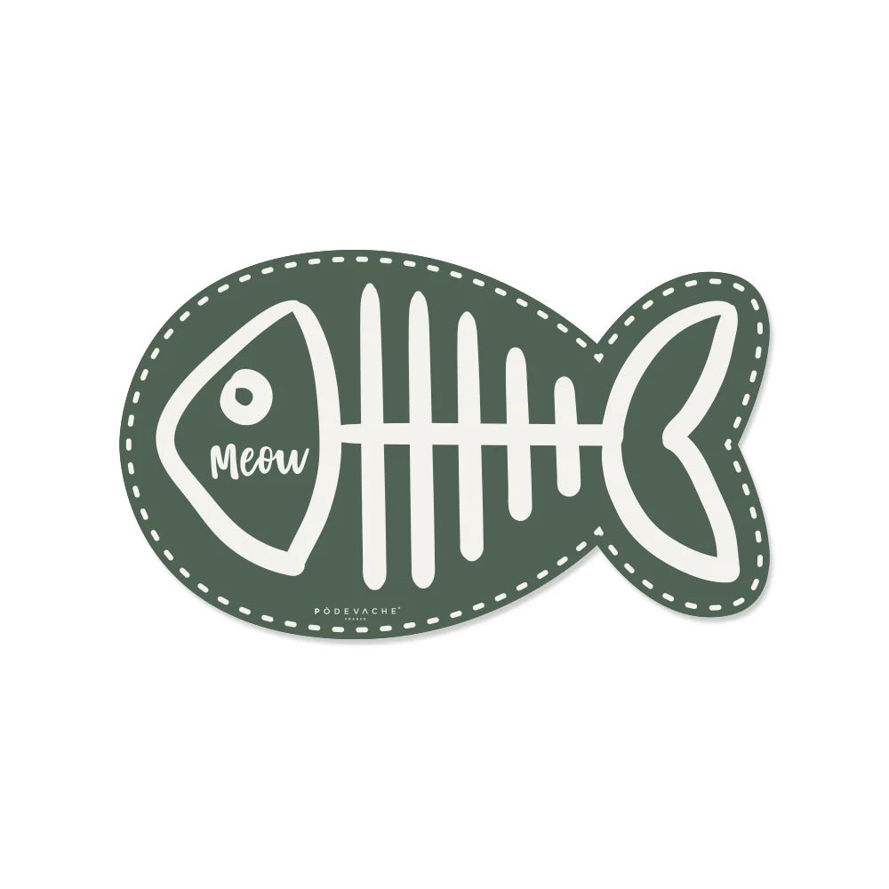 TAPIS POUR GAMELLES MEOW - POISSON VERT
