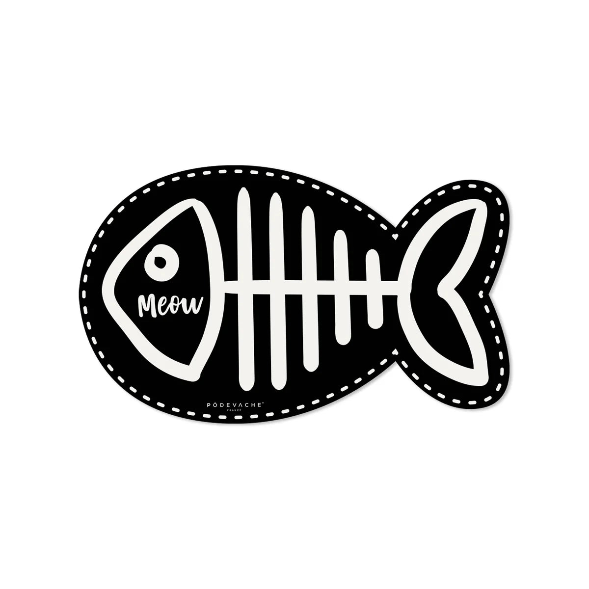 TAPIS POUR GAMELLES MEOW - POISSON NOIR