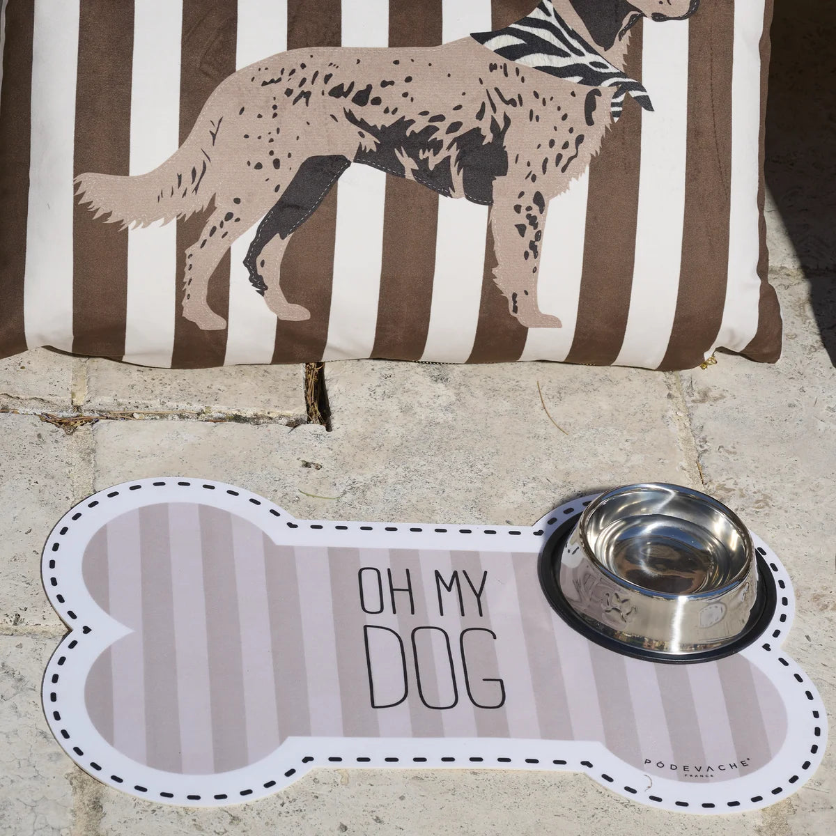 TAPIS POUR GAMELLES STRIPES - OH MY DOG